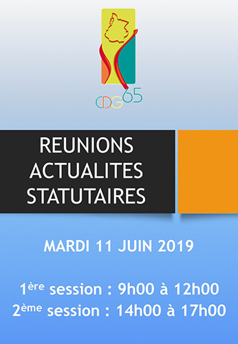 Runions Actualits statutaires le mardi 11 juin 2019 - 1re session de 09h00  12h00 - 2me session de 14h00  17h00 au Centre de gestion.